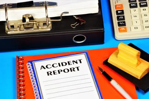Accident report-a text label in the folder office of the Registrar. Foto stock
