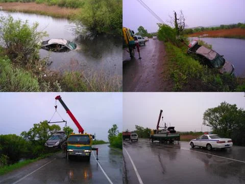 Accident on the road Stock Photos
