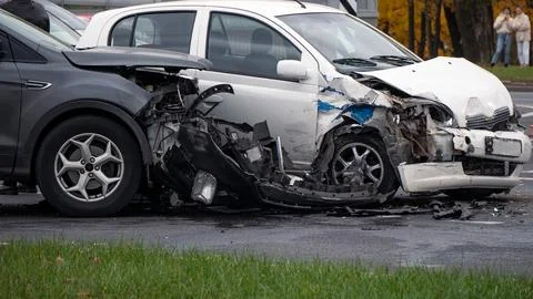 An accident on the road Stock Photos