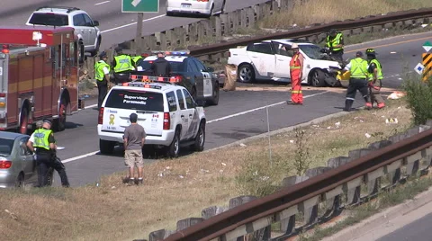 Accident scene on highway Stock Footage 65173484