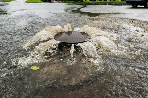 Accident sewerage system. Stock Photos