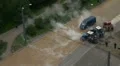 The accident, spill the hot water in the city HD Footage