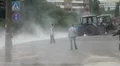 The accident, spill the hot water in the city HD Footage