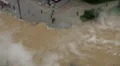 The accident, spill the hot water in the city HD Footage
