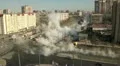 The accident, spill the hot water in the city HD Footage