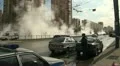 The accident, spill the hot water in the city HD Footage