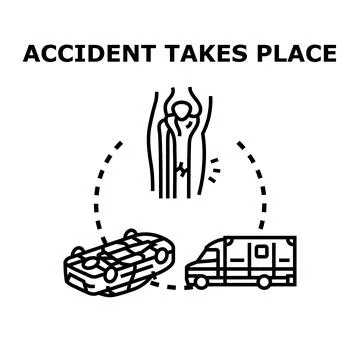 Accident taking place causing injury needing ambulance help 스톡 일러스트