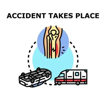 Accident taking place causing injury needing ambulance help Stock Illustration