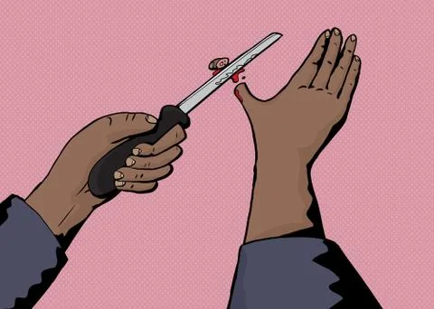 Accidentally Severing Thumb Stock Illustration