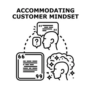 Accommodating customer mindset and experience listening Stock Illustration