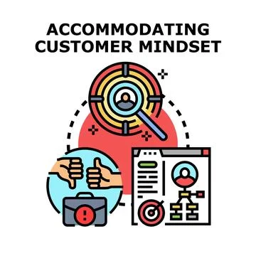 Accommodating customer mindset concept targeting satisfaction Stock Illustration