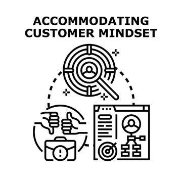 Accommodating customer mindset concept targeting satisfaction Stock Illustration