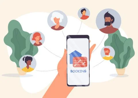 Accommodation booking service mobile application Stock Illustration