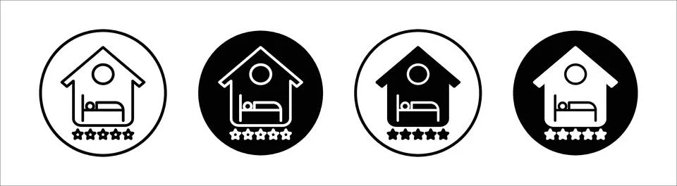 Accommodation flat line icon set. Accommodation Thin line illustration vector Stock Illustration