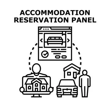 Accommodation reservation panel for online booking and travel planning Stock Illustration