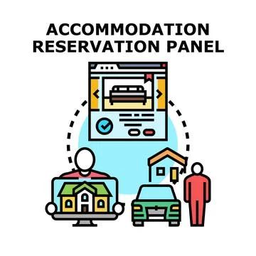 Accommodation reservation panel for online booking and travel planning Stock Illustration