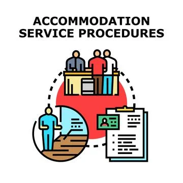 Accommodation service procedures providing quality guest experience Illustrazione stock