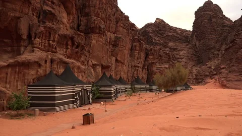 Accommodations in Wadi Rum desert Stock Footage 83446963