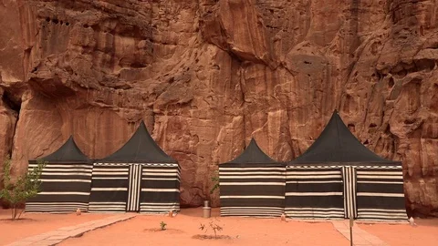 Accommodations in Wadi Rum desert Stock Footage 83446984