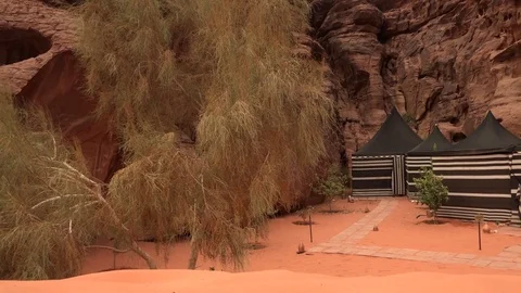 Accommodations in Wadi Rum desert Stock-Footage 83446987