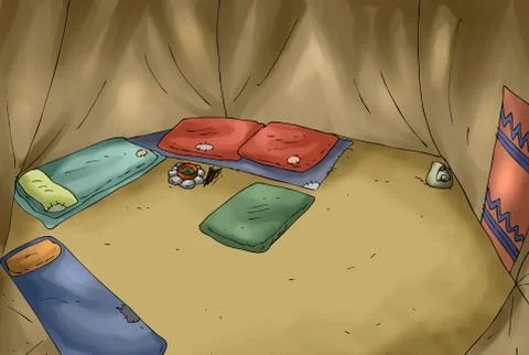ACCOMODATION IN TENT Stock Illustration