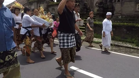 The accompaniment of corpse at the Ngaben ceremony Bali Indonesia Stock Footage 119799719