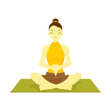 Accomplished Hand Down Prayer Pose Yoga Meditation Stock Illustration