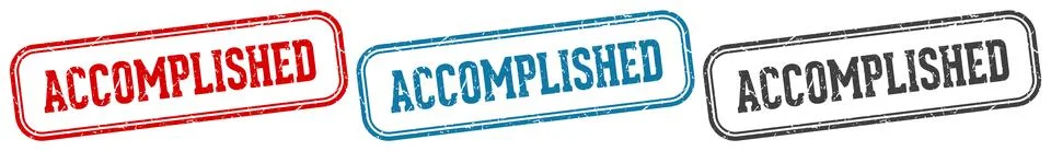 Accomplished stamp. accomplished rectangular stamp set isolated on white ba.. Stock Illustration