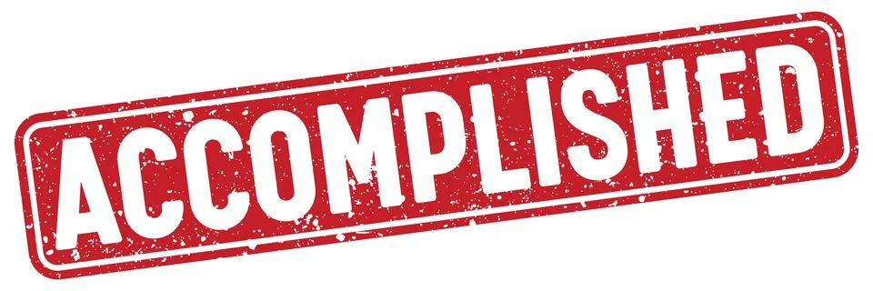 Accomplished stamp. accomplished red rectangular grunge stamp on transparen.. Stock Illustration