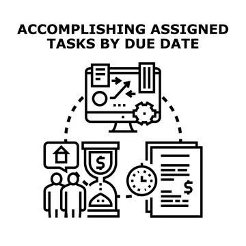 Accomplishing tasks by due date concept illustration Stock Illustration