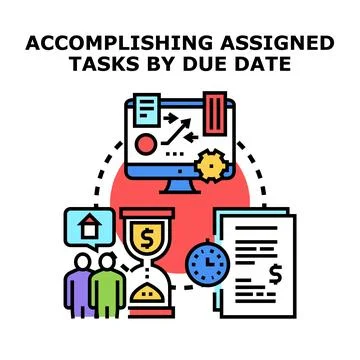 Accomplishing tasks by due date concept illustration Stock Illustration