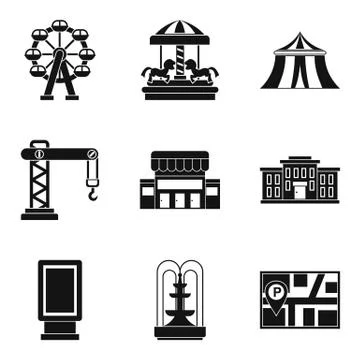 Accomplishment icons set, simple style Stock Illustration