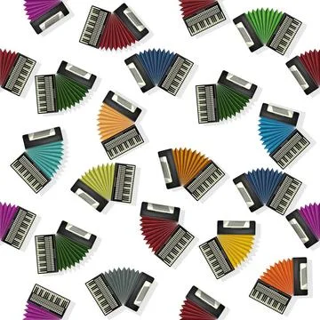 Accordions pattern Seamless vector pattern with colorful Accordions over w... Stock Photos