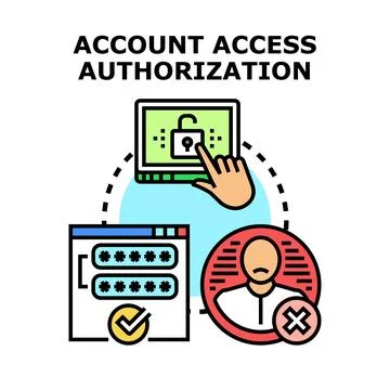 Account access authorization management security concept イラスト素材