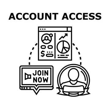 Account access concept vector black illustration Stock Illustration