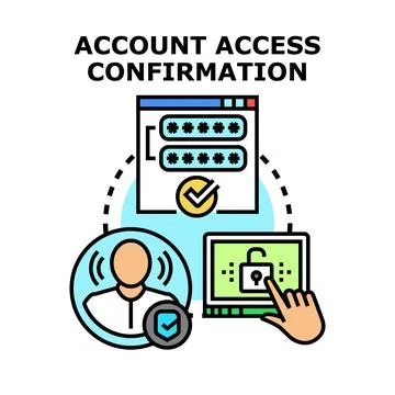 Account access confirmation process securing online data Stock Illustration
