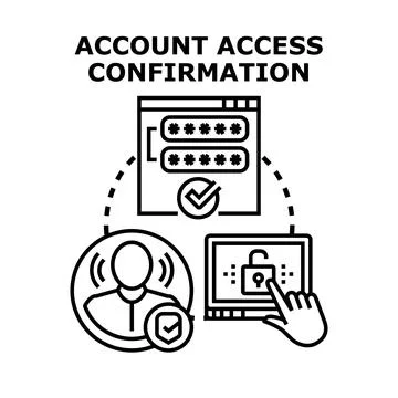 Account access confirmation process securing online data Stock Illustration