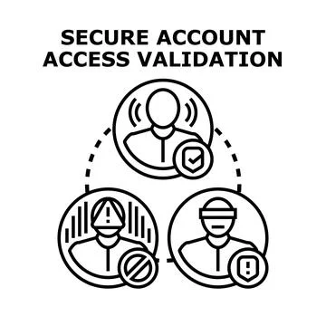 Account access validation process illustrating security protocols Stock Illustration