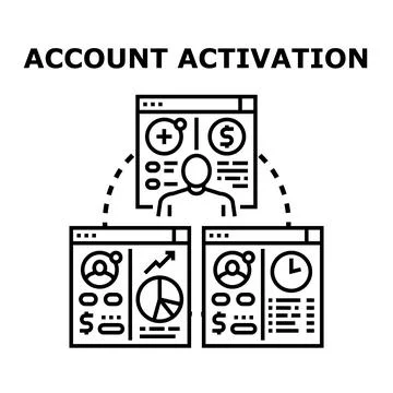 Account activation connecting user profiles and data management Ilustración de archivo