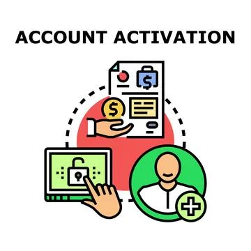 Account activation onboarding processing in application Stock Illustration