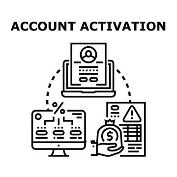 Account activation process for online registration and user management Stock Illustration