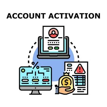 Account activation process for online registration and user management Stock Illustration