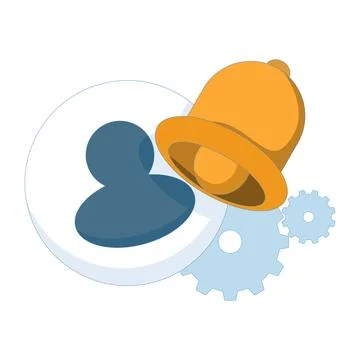 Account activity notification, user account avatar with notification bell icon. 스톡 일러스트