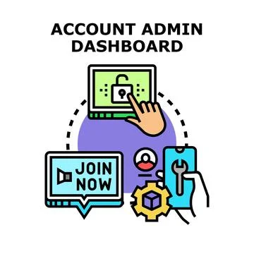 Account admin dashboard managing business data settings Stock Illustration