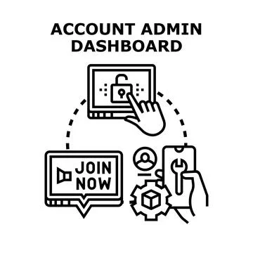Account admin dashboard managing business data settings Illustrazione stock