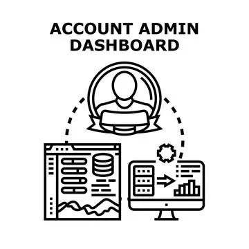Account admin dashboard managing business data analytics Ilustração Stock