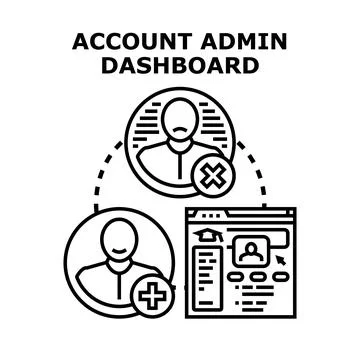 Account admin dashboard managing user addition and deletion Stock Illustration