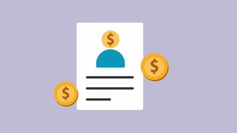 Account and Payment Icon in Flat Design 2d Animation with Alpha Matte Stock Footage 340696104