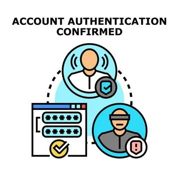 Account authentication confirmed protecting user data access Stock Illustration