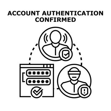 Account authentication confirmed protecting user data access Stock Illustration